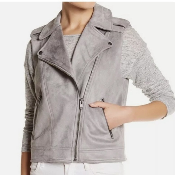 PHILOSOPHY Faux Suede Leather Vest Full Zip Silver Grey Gray size Small - Picture 10 of 10